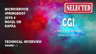 SELECTED | CGI | Java microservice spring boot real time interview | Real time interview