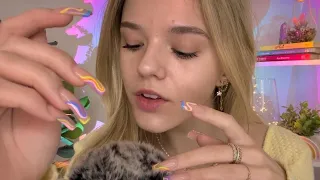 ASMR Up-Close Fluffy Whispers & Long Nail Tapping 🌙🌘💜✨