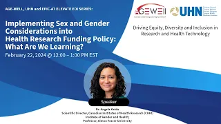 ELEVATE EDI Webinar: Implementing Sex and Gender Considerations into Health Research Funding Policy