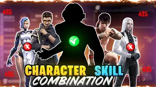 Best character skill combination in free fire ✅ || Character skill for Cs-ranked 🔥 | One tap setting