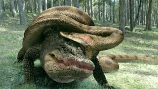 Giant snake vs alligator. Real fight!