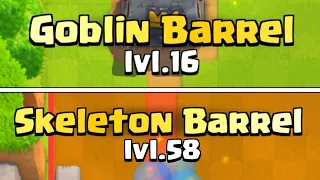 LVL 16 GOBLIN BARREL vs LVL 58 SKELETON BARREL