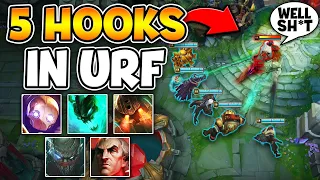 FIVE HOOK CHAMPS IN URF IS HILARIOUS! WE HOOKED THEM FROM FOUNTAIN TO FOUNTAIN