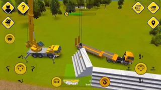 Construction Simulator 2014 - Mobile crane and Low-loader truck - Gameplay