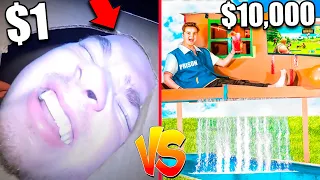 $1 vs. $10,000 Box Fort Prison 24 Hour Challenge *Budget Challenge*