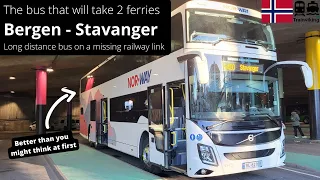 Bergen - Stavanger, Norway by intercity bus Kystbussen NW400 operated by Nor-Way