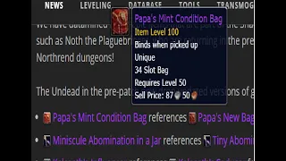 World Of Warcraft - Patch 9.0.1 all you get 4 more bag slots