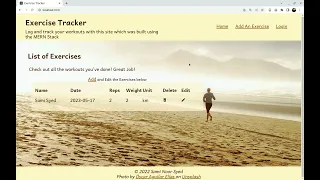 Full stack MERN Exercise Tracker