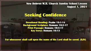 08-01-21 Sunday School Lesson, Seeking Confidence