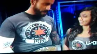 CM Punk & AJ Segment (Kiss) Raw 11-June-2012
