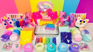 Rainbow Unicorn Slime 🌈🦄 Mixing Random Makeup into Glossy Slime! #ASMR #Satisfying #Slimevideos