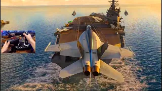 Microsoft Flight Simulator - LANDING My FIRST Fighter Jet On AirCraft Carrier!!