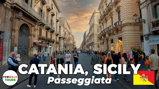 Catania, Sicily Passeggiata (Evening Walk) - with Closed Captions