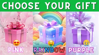 Choose your gift ?? || 3 gift box challenge || Pink Rainbow Purple #giftboxchallenge #pickonekickone