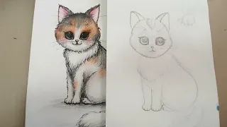 "Милый котик". Лёгкий способ рисования.