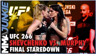 Valentina Shevchenko, Lauren Murphy all business at faceoff | UFC 266 weigh-ins