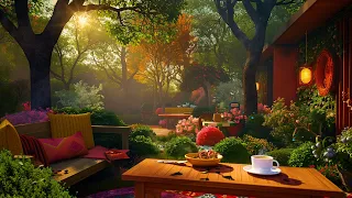 Jazz Relaxing Instrumental Music At Spring Cozy Coffee Shop & Fairy Garden 🌸 To Calm Your Anxiety