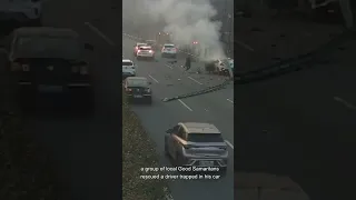 Good Samaritans save trapped driver from death