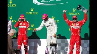 USA 2017 Formula 1 Full Park Ferme and Podium with Kimi Räikkönen,  Hamilton, Vettel and Verstappen