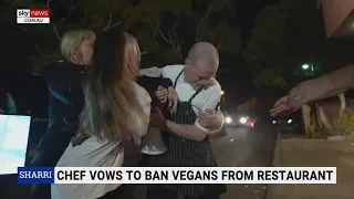 Dramatic scenes of vegan activists causing chaos after restaurant ban