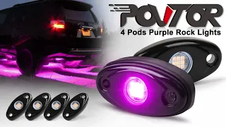 POVTOR LED Rock Lights, 4 Pods Purple Pink LED