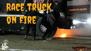 Iveco on fire! Monster Black Tractor Pulling Trecasali fail