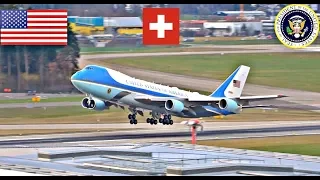 POTUS Trump Departing Switzerland Marine 1 Air Force 1 + ATC Radio WEF 2018