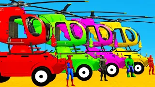 Spiderman Helicopter APC Rescue & Transportation w Superheroes - GTA 5 Mods