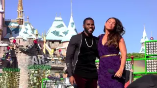 Jordin Sparks and Jason Derulo film a special performance for the Christmas Day Parade at Disneyland