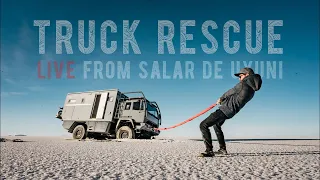 LIVE: Truck rescue in the world's biggest salt desert
