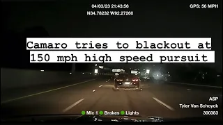 High speed pursuit - Camaro tries to blackout at 150 mph during a Arkansas State Police chase