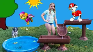 Assistant Plays with Paw Patrol Water Table Surprise with PJ Masks