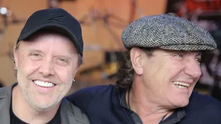 Lars Ulrich gives Brian Johnson a tour of Metallica HQ