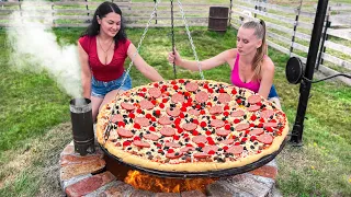 Delicious Tandoor Pizza with Homemade Grilled Sausages and Smoked Chicken