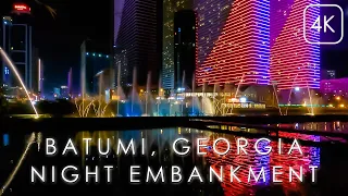 Batumi Embankment night walking. Georgia walking tour 2022