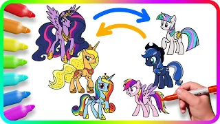 RECOLORING Ponies, COLOR SWAP - Coloring Pages MY LITTLE PONY. How to draw My Little Pony. Draw MLP