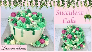 HOW TO PIPE 13 TYPES OF SUCCULENTS CAKE TUTORIAL (learn about piping tips and how to ice a cake)