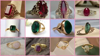 stone ring designs in gold💍||adorable & stylish  ideas of one stone gold ring design for women||