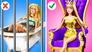 Glamor Kaya vs. Chic Tidak Bermodal | Transformasi Boneka DIY Terbaik oleh 123GO! FOOD
