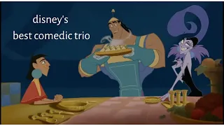 kuzco, yzma, and kronk being a comedic trio for 3 minutes and 45 seconds