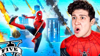 SOBREVIVIENDO a un TSUNAMI como SPIDERMAN en GTA 5... 🕷️🌊 (Mods)