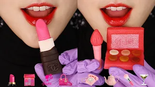 BARBIE THEME FOOD ASMR PINK FOOD ASMR EDIBLE COSMETICS, EMOJI FOOD ASMR 💅