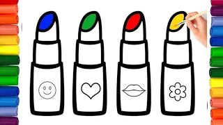 🌈 Lipstick Drawing, Painting & Coloring Step By Step for Kids & Toddlers
