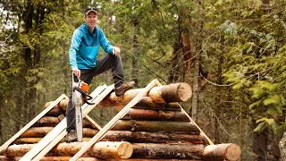 Installing MASSIVE Roof Trusses! | Building a Log Cabin