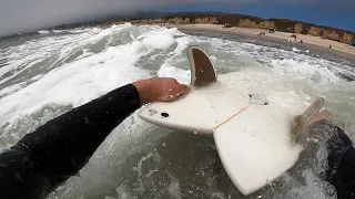 Surfing a Twin Fin at a NorCal Beach Break (Raw POV Surfing)