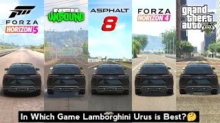 Lamborghini Urus Comparison in Forza Horizon 5, NFS Unbound, Asphalt 8, Forza Horizon 4 & GTA 5