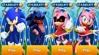 Sonic Dash - Sonic Amy vs Sonic.Exe Amy.Exe - All Characters Unlocked Fully Upgraded - Run Gameplay