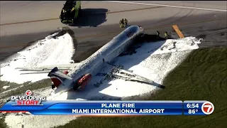 Plane catches fire at Miami International Airport after crash landing; at least 3 hurt
