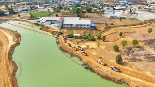 Official update of canal resizing project by KOMATSU D31P Dozer bulldozer and 17 ton trucks