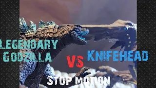 Legendary Godzilla vs Knifehead (Pacific Rim) Stop motion battle!